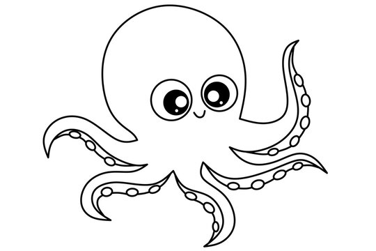 octopus cartoon outline image for coloring book