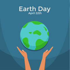 earth day template poster on blue background suitable for social media post, greeting card, and more