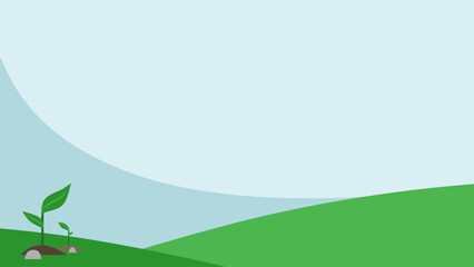 meadow landscape template background with flat design