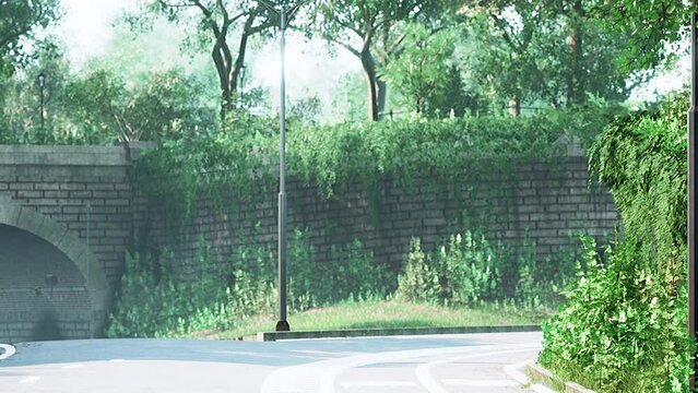 View of empty road with lamp post and sunlight