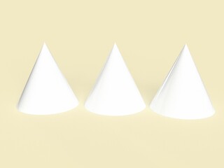 3D Illustration Cones, set of three cones