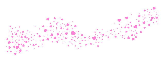 Love valentine background with pink petals of hearts on isolated background. Vector banner, postcard, background.The 14th of February. Vector EPS 10