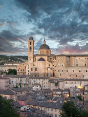 Obraz premium Panorama in Urbino city from Italy at sunset, city and World Heritage Site in the Marche region of Italy