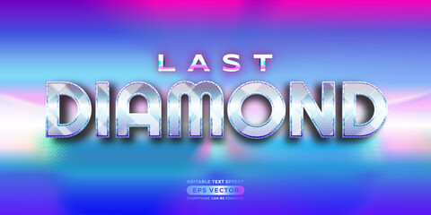 Last diamond editable text style effect in retro look design with experimental background ideal for poster, flyer, logo, social media post and banner template promotion