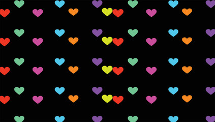 multi colors heart seamless pattern background, neon color rainbow vector background