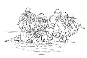 Fototapeta premium Illustration Navy-Soldiers