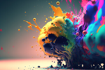 3d oil colorful splash background wallpaper, Ai generated