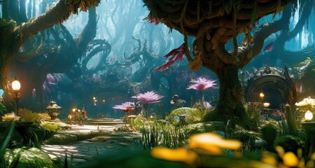 Environments in Alice in wonderland - This Illustration is made with AI