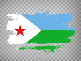 Flag of  Djibouti brush stroke background.  Flag Republic of  Djibouti on transparent background for your design, app, UI.  Stock vector. EPS10.