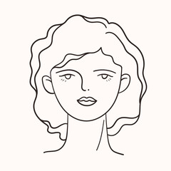 Outline women face. Hand drawn art in line style. Vector illustration.