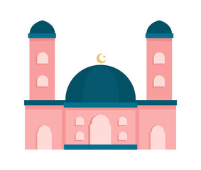 Pink cute mosque vector. Illustration of mosque for ramadan.