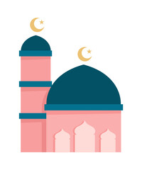Pink cute mosque vector. Illustration of mosque for ramadan.