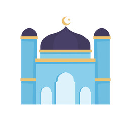 Blue cute mosque vector. Illustration of mosque for ramadan.