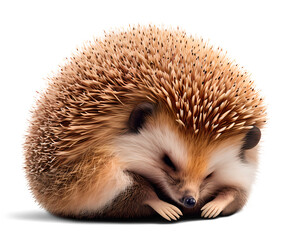 Obraz premium Hedgehog sleeping, isolated on transparent background. Generative AI