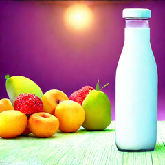 frische Milch und Obst