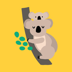 Koala and baby on tree