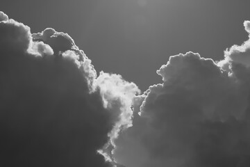 Storm clouds, black and white photograph of a storm cumulus ninbo,