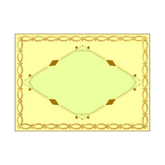 Frame of golden ornament abstract monogram card