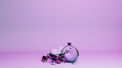 purple 3d background with a silver bracelet in the middle to celebrate Valentine's Day
