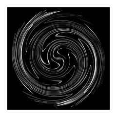 Illustration fantastic white futuristic vortex on black