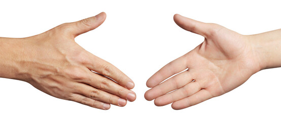 Hands greeting each other cut out