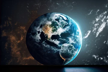 Photo sur Plexiglas Anti-reflet Pleine Lune arbre earth in space. Generative AI