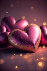 Fototapeta premium illustration of red hearts, valentine's day, image generated by AI