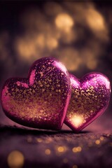 Fototapeta premium illustration of red hearts, valentine's day, image generated by AI