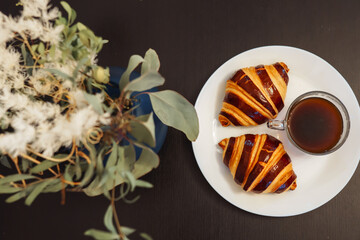 dried flowers and coffee