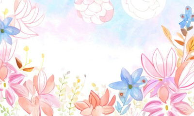watercolor floral background created with Generative AI