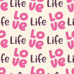 Pink Love Life Valentines Day Decorative Vector Seamless Pattern