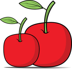 Red Apple fruit cartoon vector artwork isolated on a white background