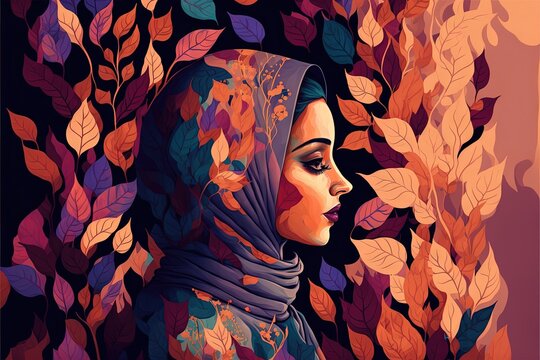 World Hijab day on february 1, hijab girl women head cover abstract representation generative ai