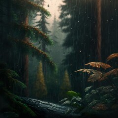 Raining in the forest