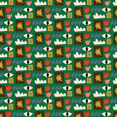 cute handrawn art abstract colorful seamless pattern