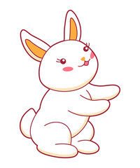 Kawaii cute illustration of little bunny. Funny animal character in cartoon style.