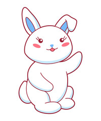 Obraz na płótnie Canvas Kawaii cute illustration of little bunny. Funny animal character in cartoon style.