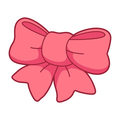 Illustration of cartoon bow. Decorative item. Image for design.