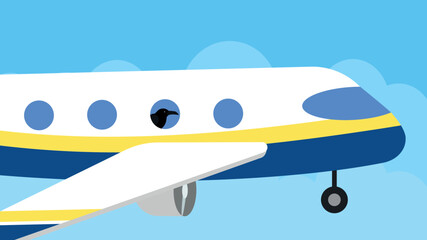 Crow flying in an airplane - illustration