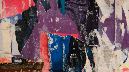 Fototapeta premium Torn street poster background, abstract paper collage