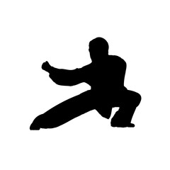 silhouette of a kungfu martial arts moves with transparent background