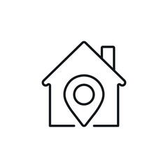Location, home linear icon. Freelance. Remote work. Thin line customizable illustration. Contour symbol. Vector isolated outline drawing. Editable stroke