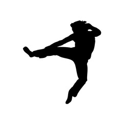 silhouette of a kungfu martial arts moves with transparent background