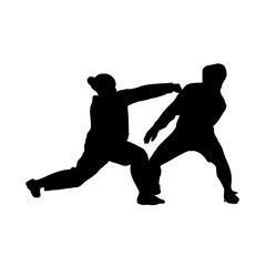 Fototapeta na wymiar silhouette of a kungfu martial arts moves with transparent background