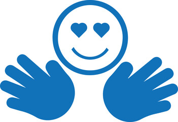 Hand icon, human hand icon blue vector