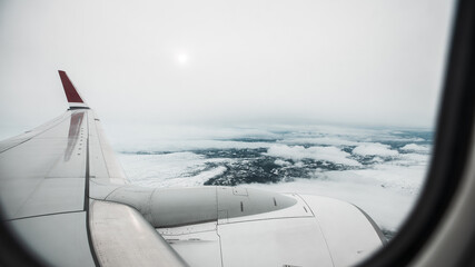 Airplane, aircraft in flight, view from window