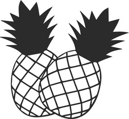 Pineapple icon, fruit icon black vector