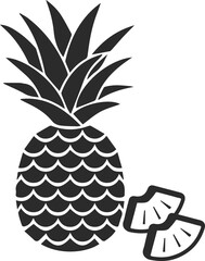 Pineapple icon, fruit icon black vector