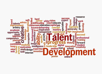 Word Cloud with TALENT DEVELOPMENT concept, isolated on a white background