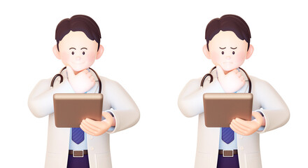 3D illustration set of male doctors holding tablet pc.